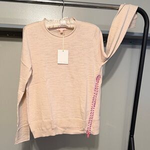 Lisa Todd Almond Sweater with Pink Accents